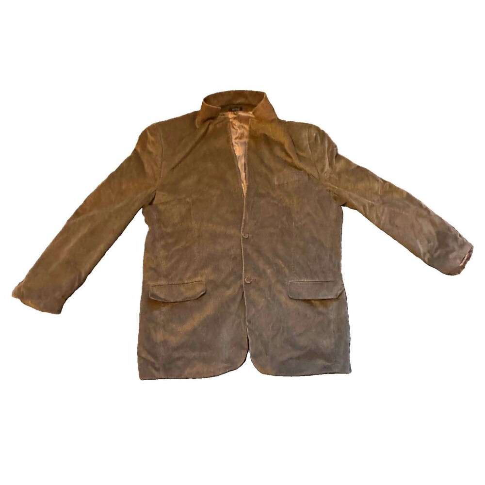 Saddlebred Men's Brown Corduroy Blazer 44L XL 2-Button Notch Inner 100% Cotton